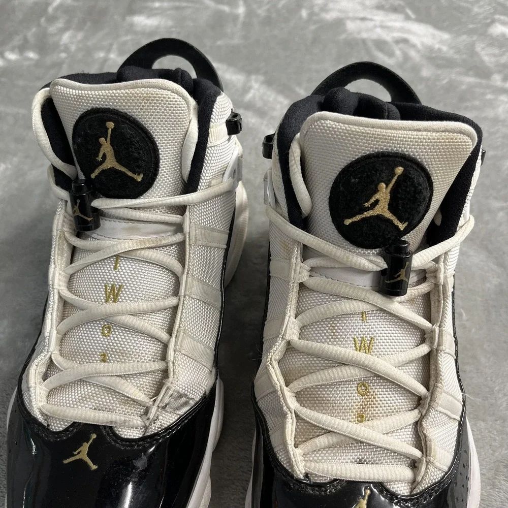 Jordan 6 Rings Shoes Mens Size 8 White Gold Black Basketball Sneakers CW6993-100